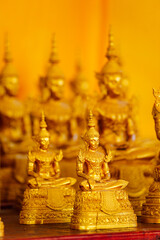 Ancient Thai Buddha statues for worship in Thai temples