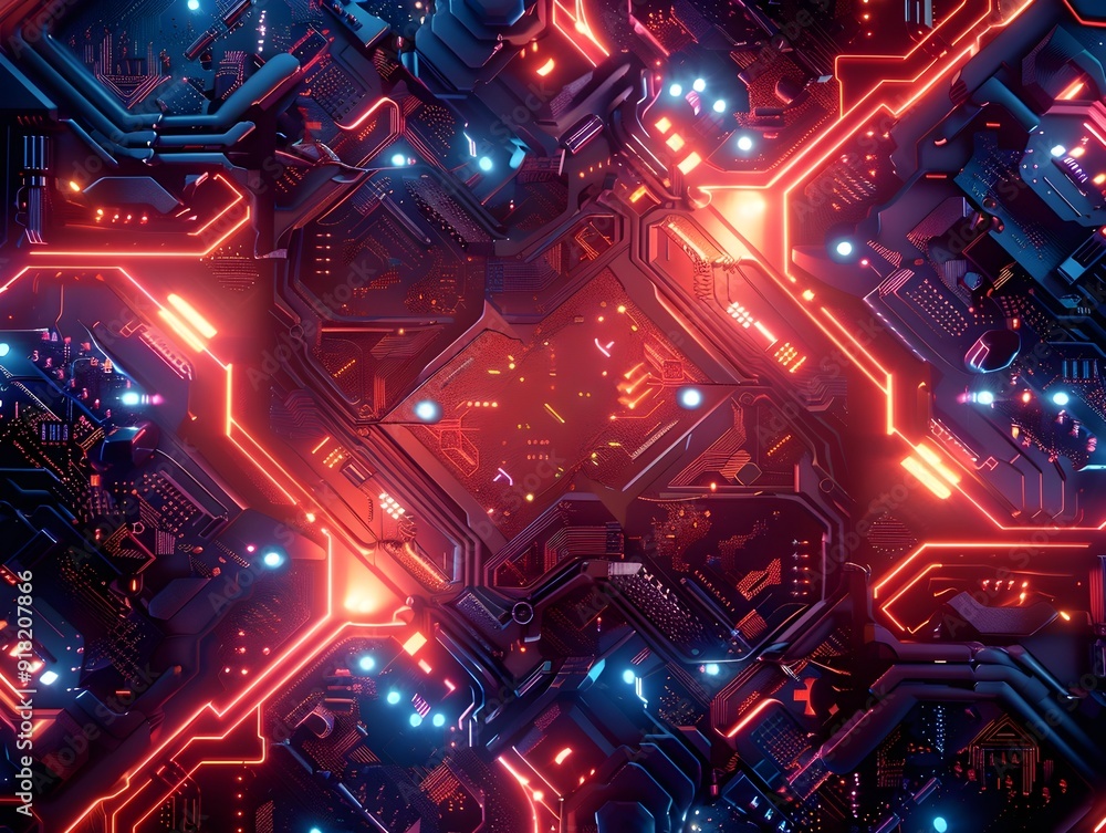 Poster futuristic frame with neon lights and high tech elements suitable for sci fi and themes