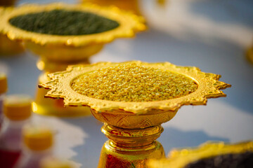 Food or vegetable or fruit offerings for the gods of Thailand culture.