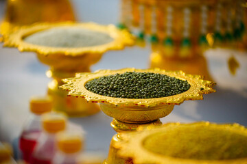 Food or vegetable or fruit offerings for the gods of Thailand culture.