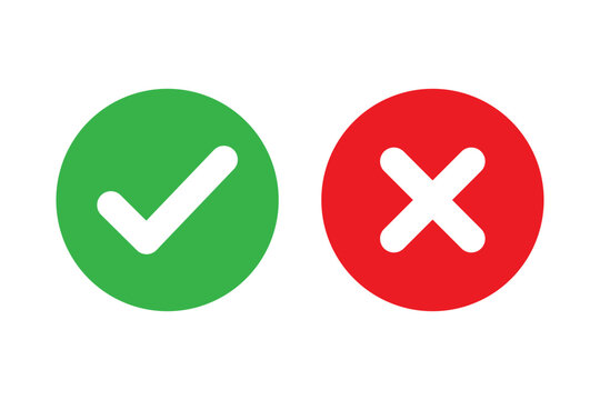 Check mark and cross mark icons. SVG file. Can change colors.