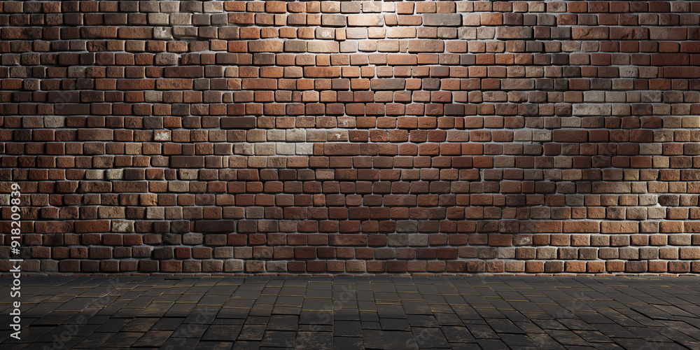 Poster Rustic Brown Brick Wall Backdrop for Urban Street Style.
