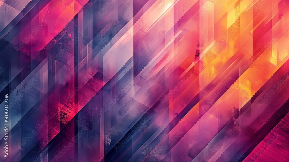 Poster geometric shapes and lines forming intricate abstract patterns with a gradient