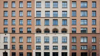 Symmetrical Urban Building Facade with Rows of Windows | Architectural Exterior Design