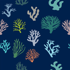 Obraz premium Seamless pattern with hand drawn corals. Vector illustration.