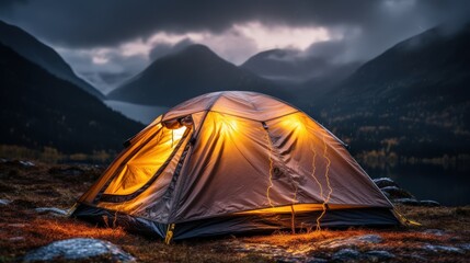 Camping Tent Under a Twilight Sky