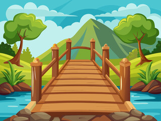 Wooden bridge, Illustration, cartoon background