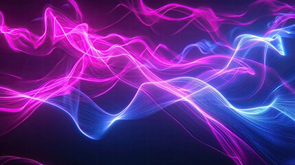 Vibrant abstract light waves in pink and blue hues, creating a dynamic and energetic atmosphere perfect for modern designs.