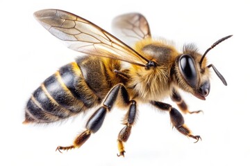Close-up of a Honey Bee in Flight.