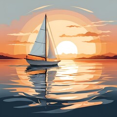 Fototapeta premium yacht in the sunset