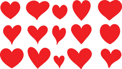 Red heart icons set vector. Love hearts.