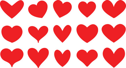 Red heart icons set vector. Love hearts.