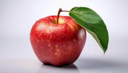 Apple with leaf isolated on white background. Generated image