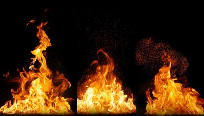 Fototapeta premium Fire flames on black background. Generated image