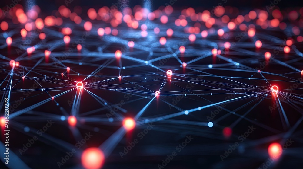 Poster glowing digital connections forming a network pattern, emphasizing the concept of connectivity.