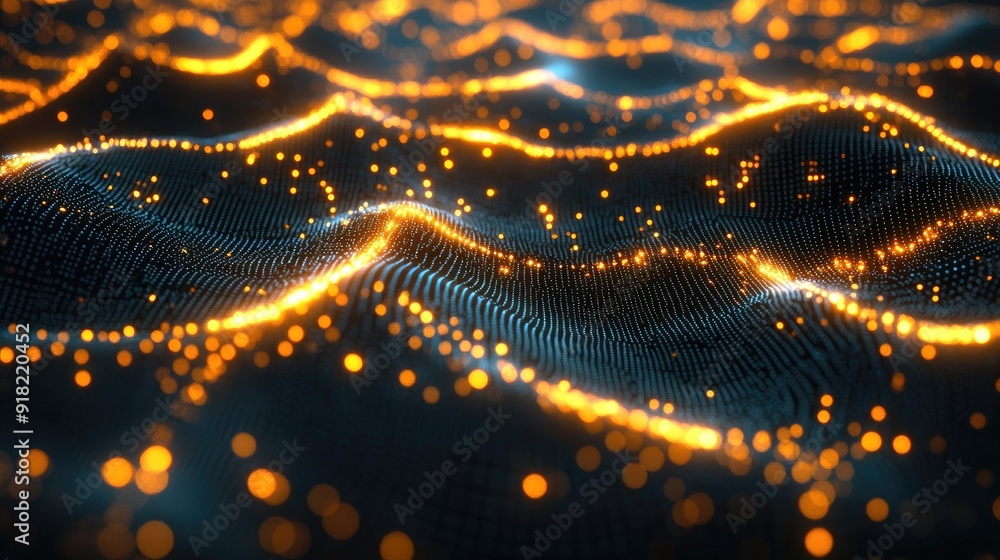 Poster glowing digital connections forming a network pattern, emphasizing the concept of connectivity.