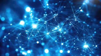 Network of interconnected lines and nodes, symbolizing connection technologies and global communication.