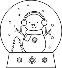 Christmas Snow globe coloring page outline.
Christmas Glass snowball coloring drawing.