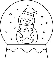 Christmas Snow globe coloring page outline.
Christmas Glass snowball coloring drawing.