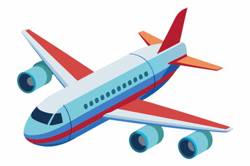 Airplane with Red and Blue Stripes Flying