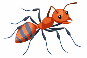 Cartoon Illustration of a Red Ant with Black Stripes