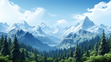 Obraz premium Majestic Mountain Landscape with Snowcapped Peaks