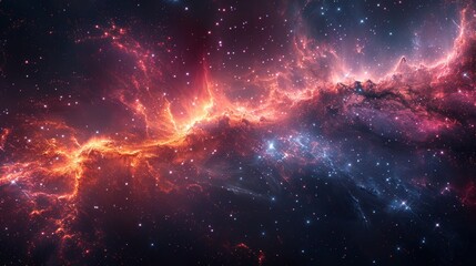 Obraz premium Cosmic space, nebula, stars, galaxy, dark background with bright accents.