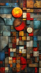 Fototapeta premium Cubist composition, fragmented forms, geometric shapes, bold outlines.