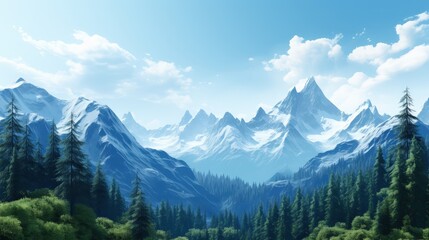 Fototapeta premium Majestic Mountain Range Under a Clear Blue Sky