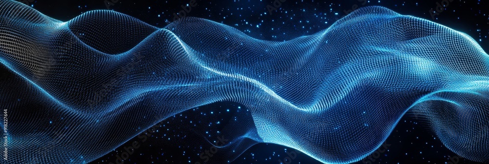 Aufkleber abstract blue wave of data flowing in cyberspace - an abstract blue wave representing data flow and 