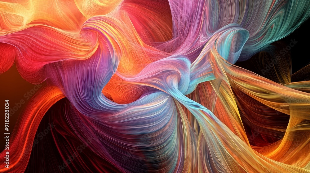 Poster abstract colorful swirling pattern - a vibrant abstract image with swirling, flowing lines in hues o