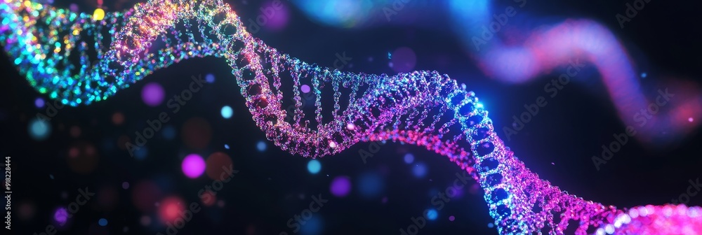 Poster abstract dna helix in neon colors - a vibrant abstract representation of a dna helix, showcasing the