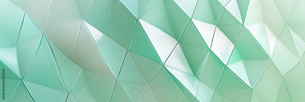 Poster abstract geometric pattern in mint green and white - a smooth, abstract background of overlapping mi
