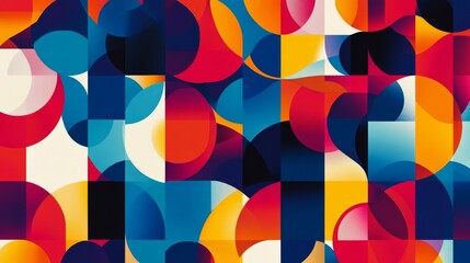 Abstract Geometric Shapes Background with Vibrant Colors - This image features an abstract background of colorful geometric shapes, representing concepts like creativity, modern art, design, technolog