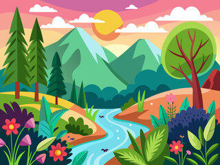 Hand-drawing Nature background, Illustration