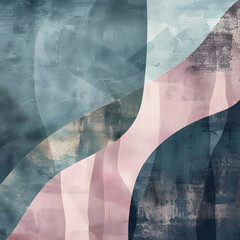 Abstract Minimalist Pattern with Soft Pink, Blue, and Neutral Tones in a Clean, Geometric Design and Textured Background