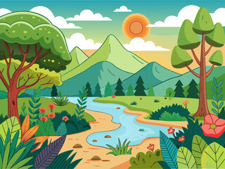 Hand-drawing Nature background, Illustration