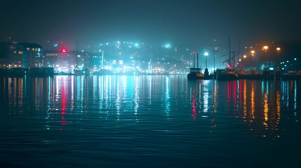 Night Lights Reflecting in the Water