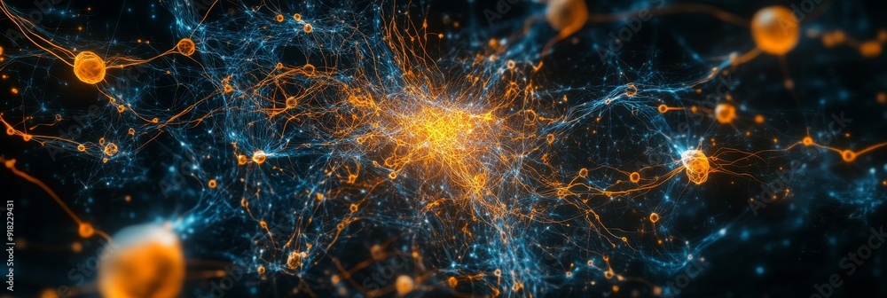Poster abstract neural network: digital connection and technology - a digital representation of a neural ne