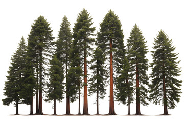 Majestic redwood trees isolated on transparent background
