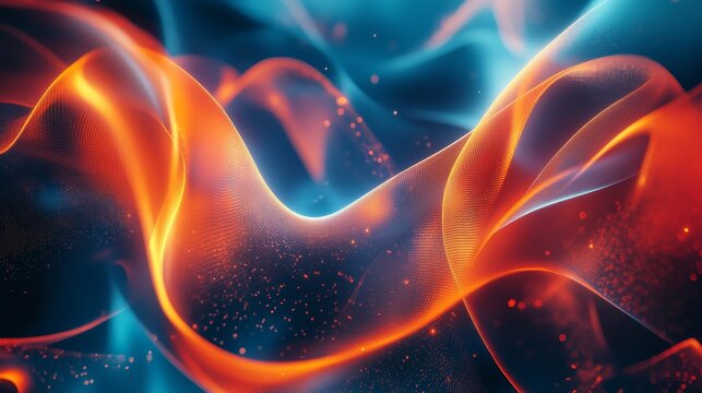 Abstract Orange and Blue Swirling Light Efx - Abstract image with a vibrant orange and blue light swirl effect, symbolizing energy, motion, dynamism, and the interplay of contrasting forces.