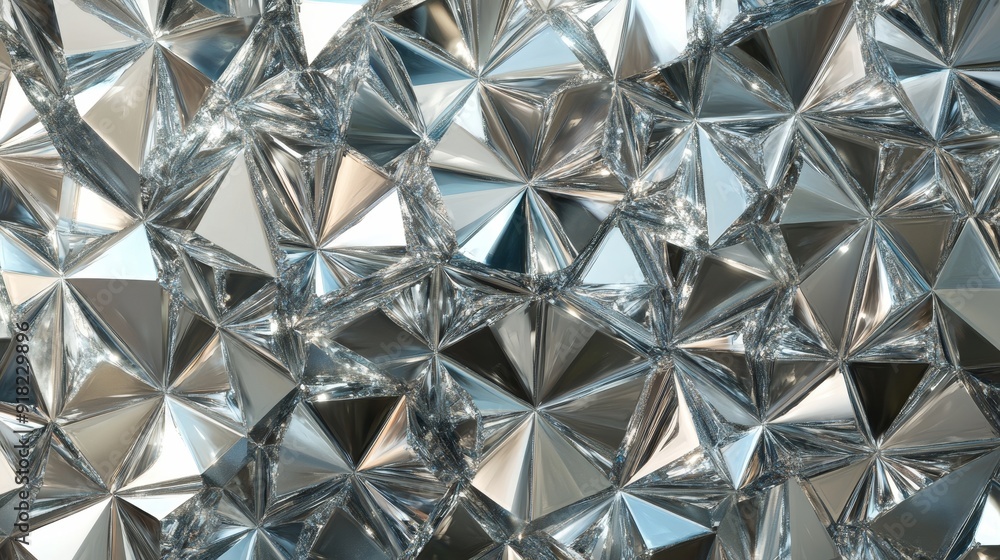 Poster abstract silver geometric background - a close-up of a textured silver surface with a geometric patt