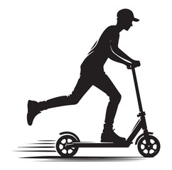 Two wheeled vehicles and riders icon, black color silhouette, white background.