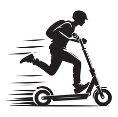 Two wheeled vehicles and riders icon, black color silhouette, white background.