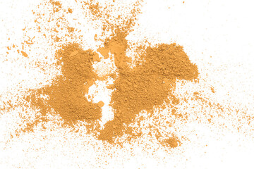Orange powder isolated on transparent background.