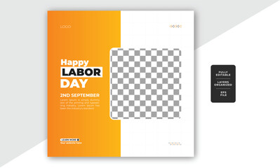 american labor day social media celebration instagram post vector design