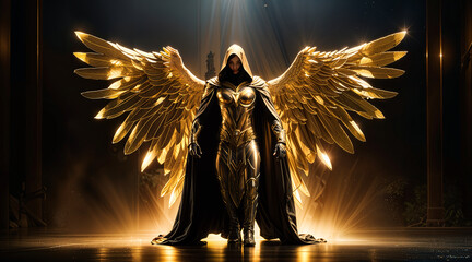 Golden Angelic Armor.Generative ai