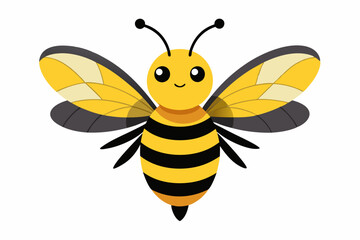 Cartoon illustration of a yellow and black bee with wings