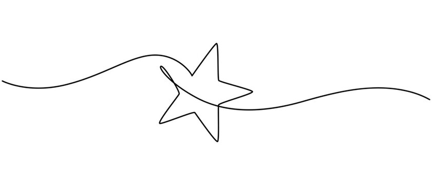hand draw doodle stars illustration in continuous line arts style vector, Star continuous one line drawing vector illustration, Premium vector.