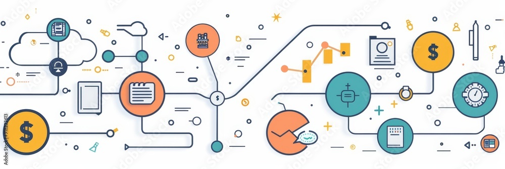 Poster business process automation and optimization: connecting the dots for success - this illustration de